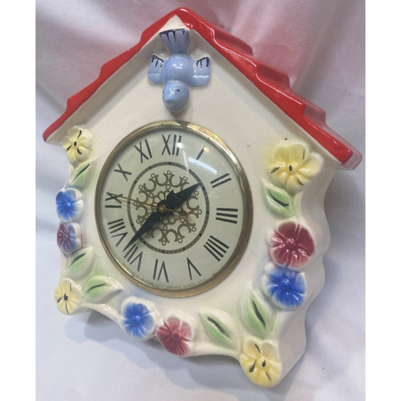 Hull Art Pottery Bluebird Birdhouse Clock Works - Picture 2 of 11